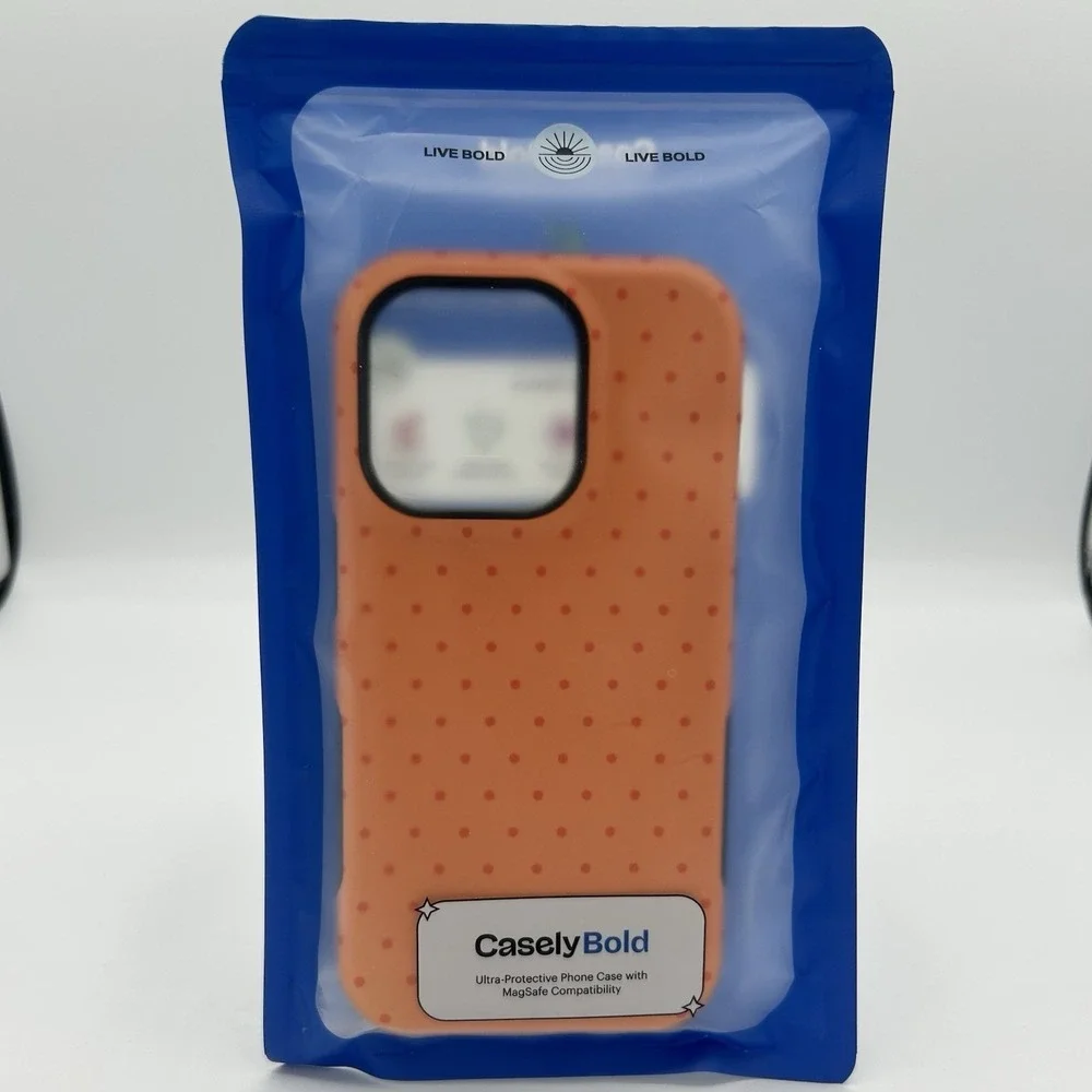 Casely Brand Orange With Polka Dots iPhone 14 Pro Phone Case New